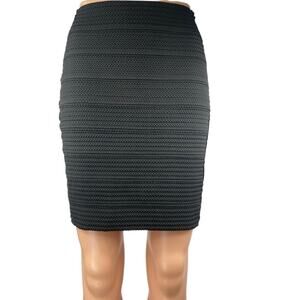 H&M Black Knit Bandage High Waist Mini Bodycon Straight Pencil Skirt Size 2